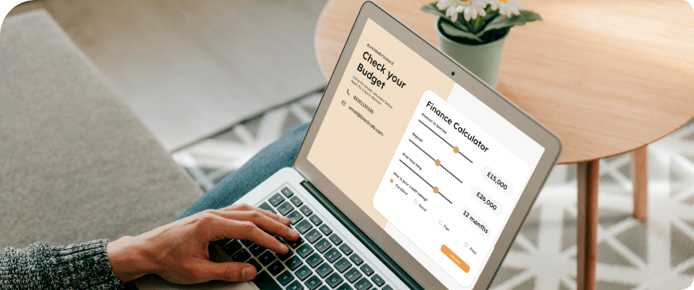 Calculator results for taxi financing showing personalized options